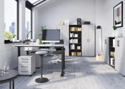 Bureaus^Huisenthuis Bureau Discovery 160 cm Lichtgrijs Zwart