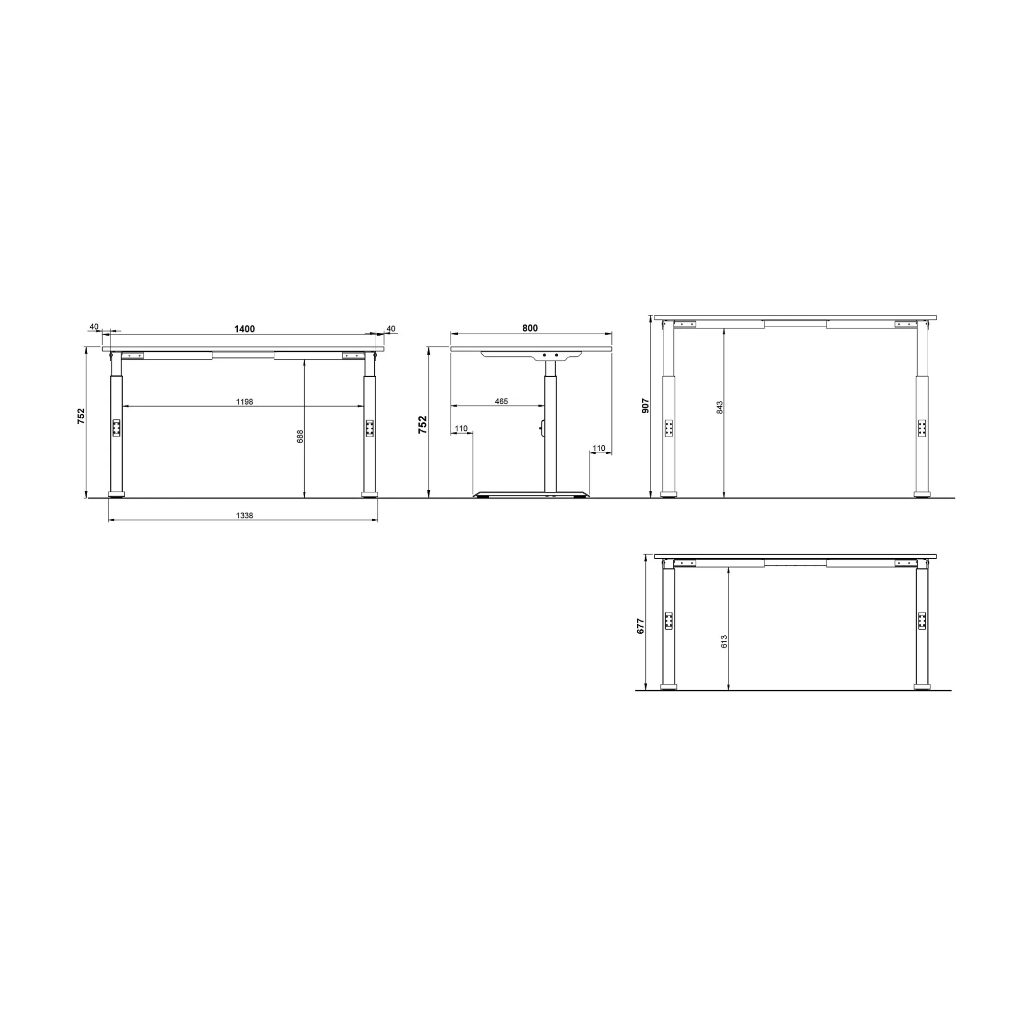 Bureaus^Huisenthuis Bureau Galileo Eiken Wit 140 cm Eiken-Wit