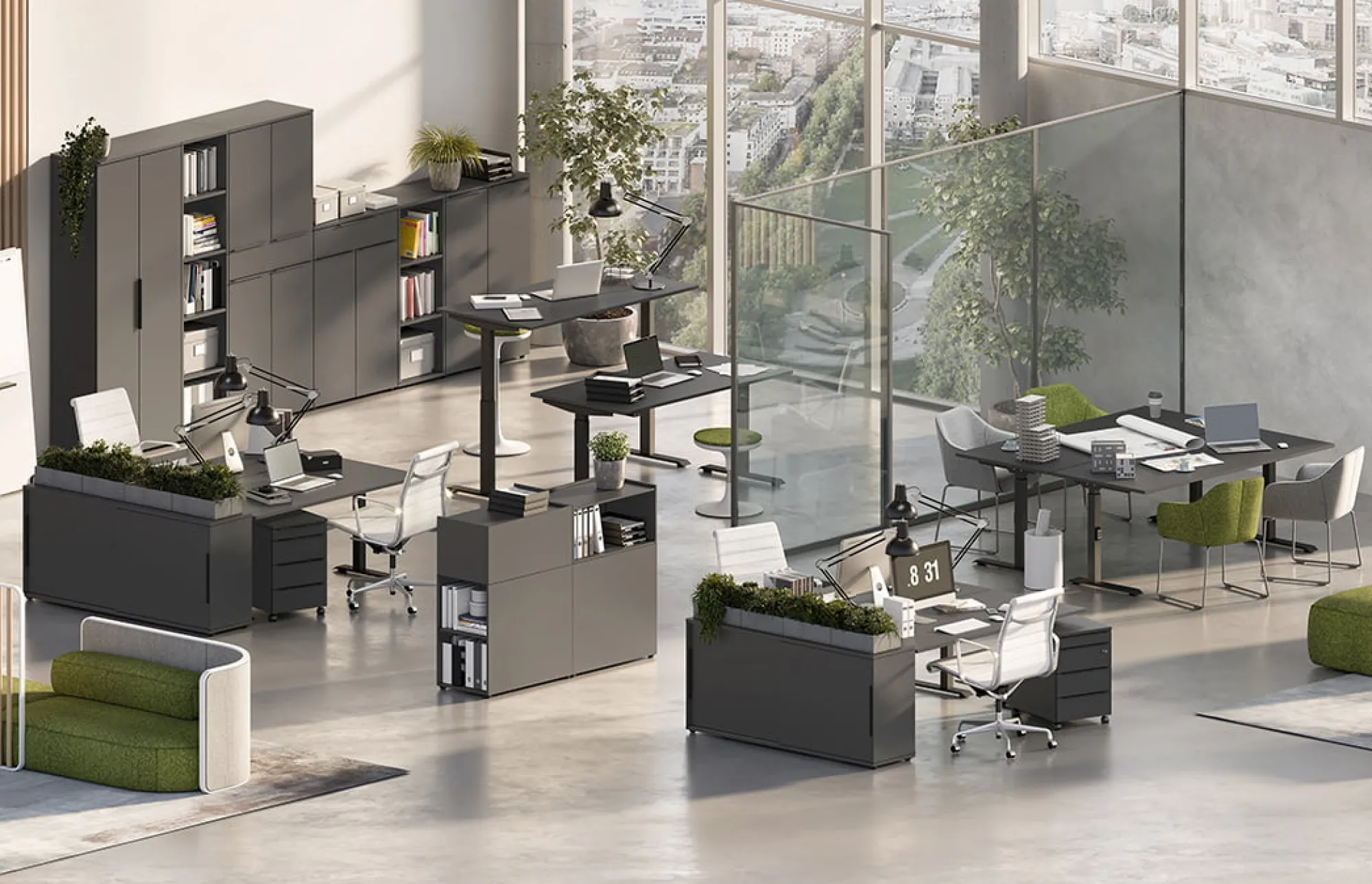 Bureaus^Huisenthuis Bureau Galileo 180 cm Grafiet