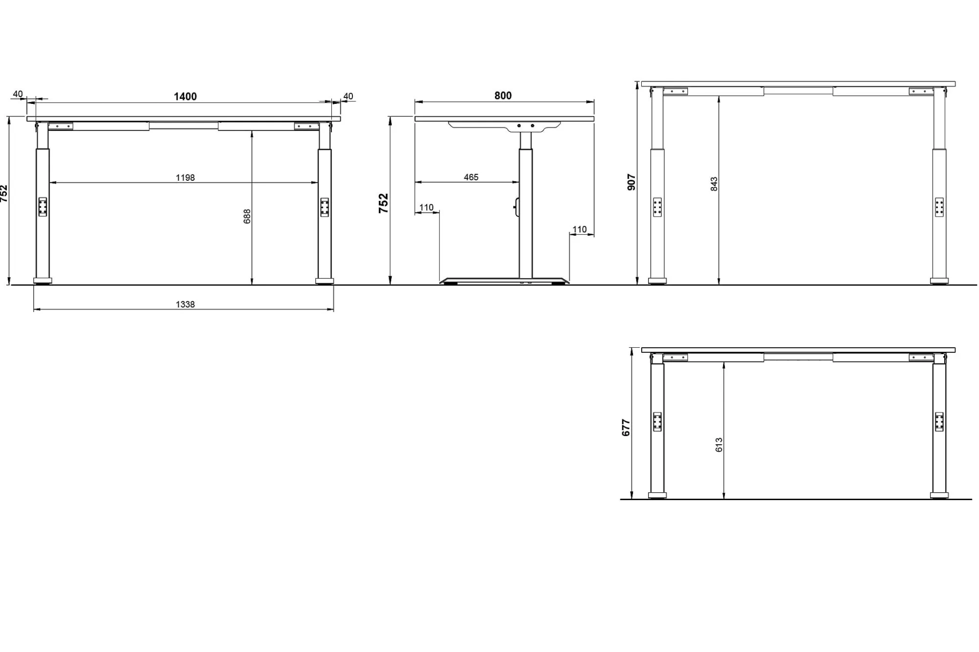Bureaus^Huisenthuis Bureau Galileo 140 cm Grafiet