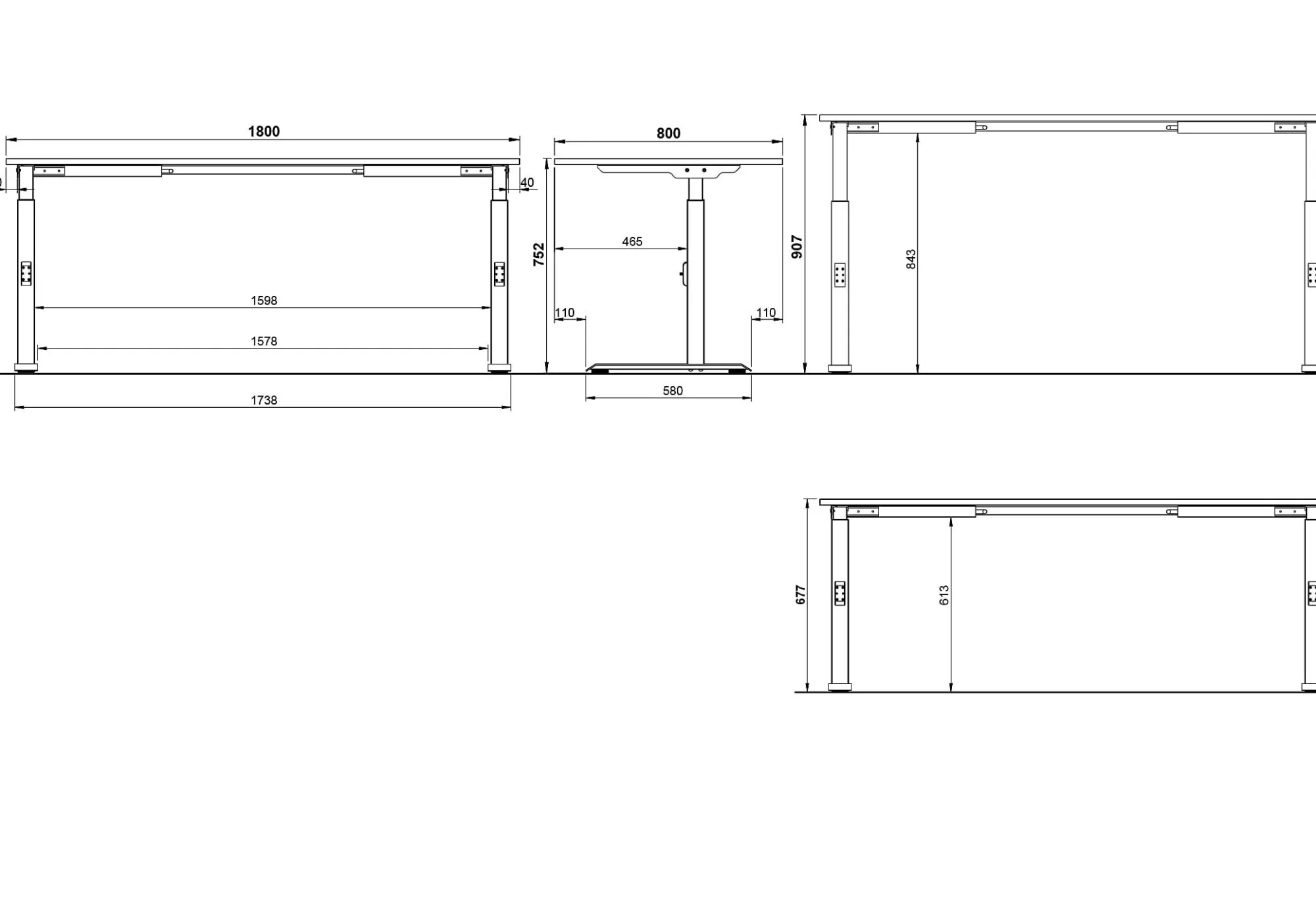 Bureaus^Huisenthuis Bureau Galileo 180 cm Wit