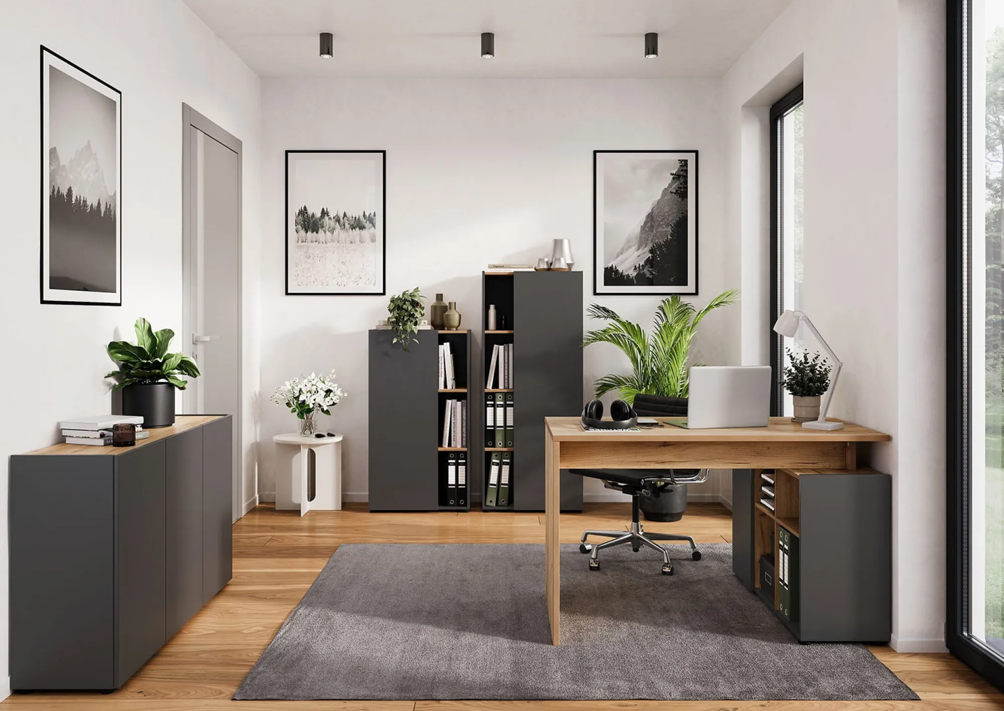 Bureaus^Huisenthuis Bureau Orlando Eiken 120 cm Grafiet