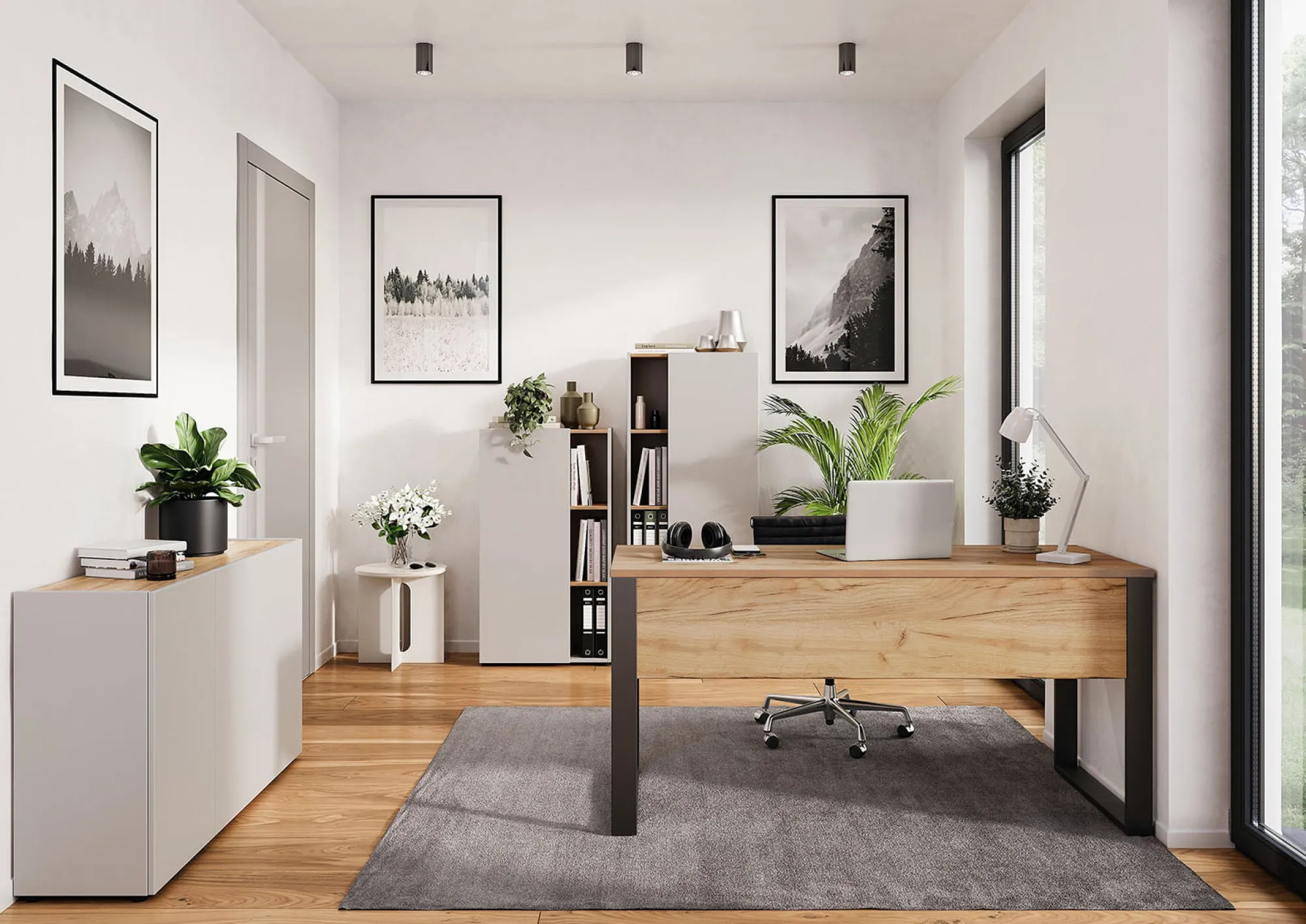 Bureaus^Huisenthuis Bureau Orlando Zwart 150 cm Grafiet