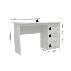 Bureaus^Huisenthuis Bureau Rinke 120 cm – Met lades Wit