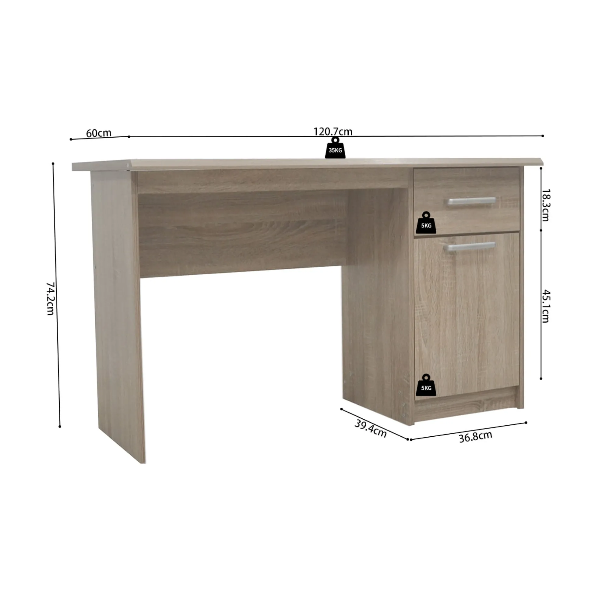 Bureaus^Huisenthuis Bureau Royce 120 cm – Met opbergruimte Sonoma