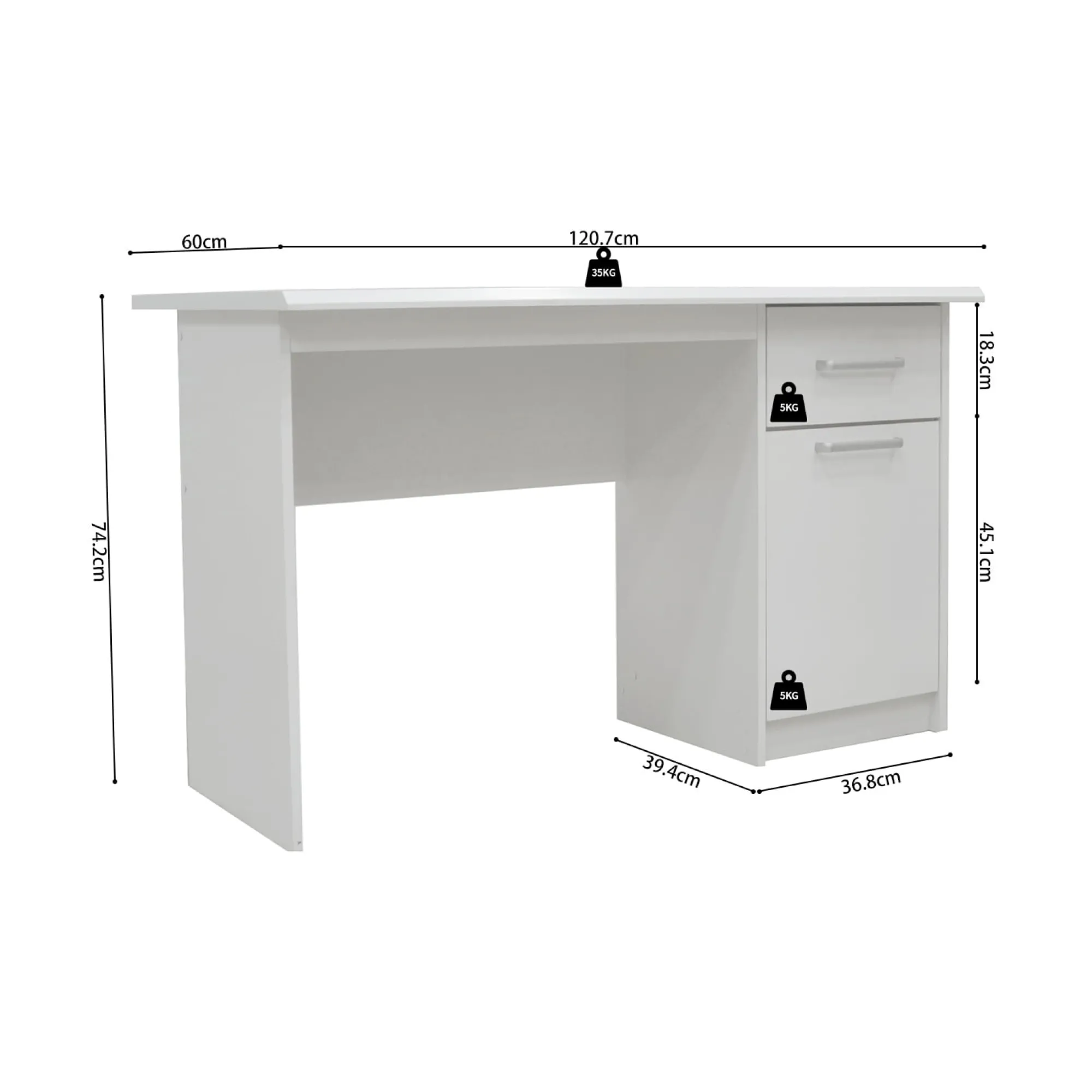 Bureaus^Huisenthuis Bureau Royce 120 cm – Met opbergruimte Wit