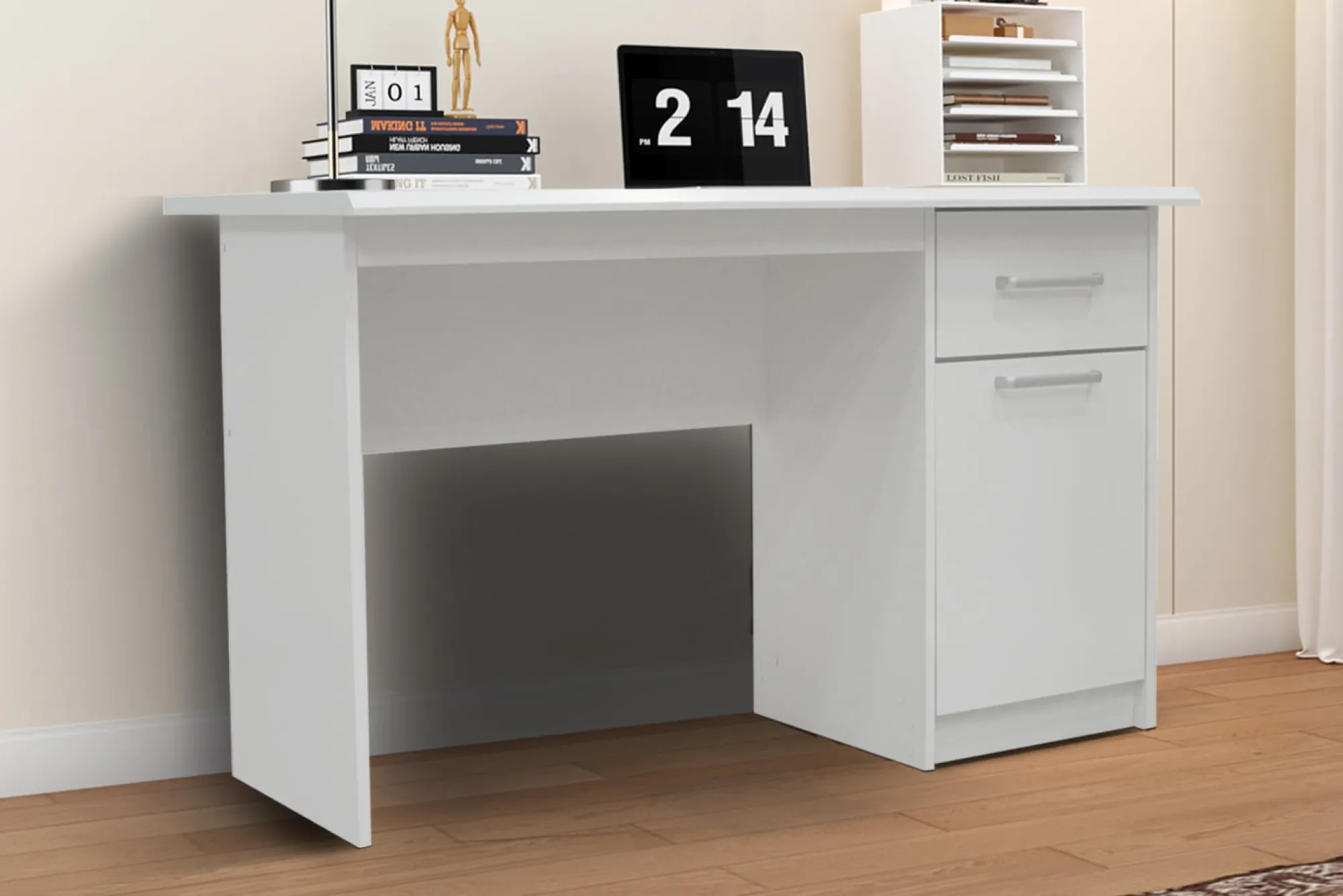Bureaus^Huisenthuis Bureau Royce 120 cm – Met opbergruimte Wit