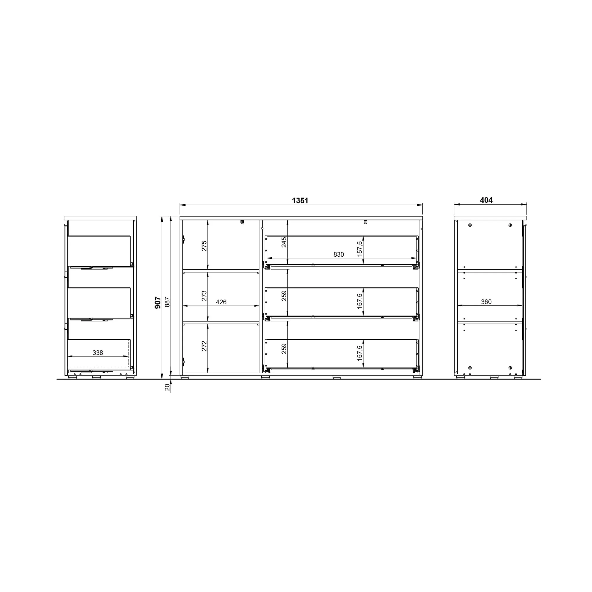 Dressoirs^Huisenthuis Dressoir Alec Grijs 135 cm