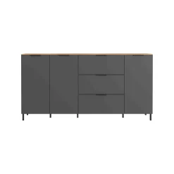 Dressoirs^Huisenthuis Dressoir Amalfi Grafiet-Eiken L