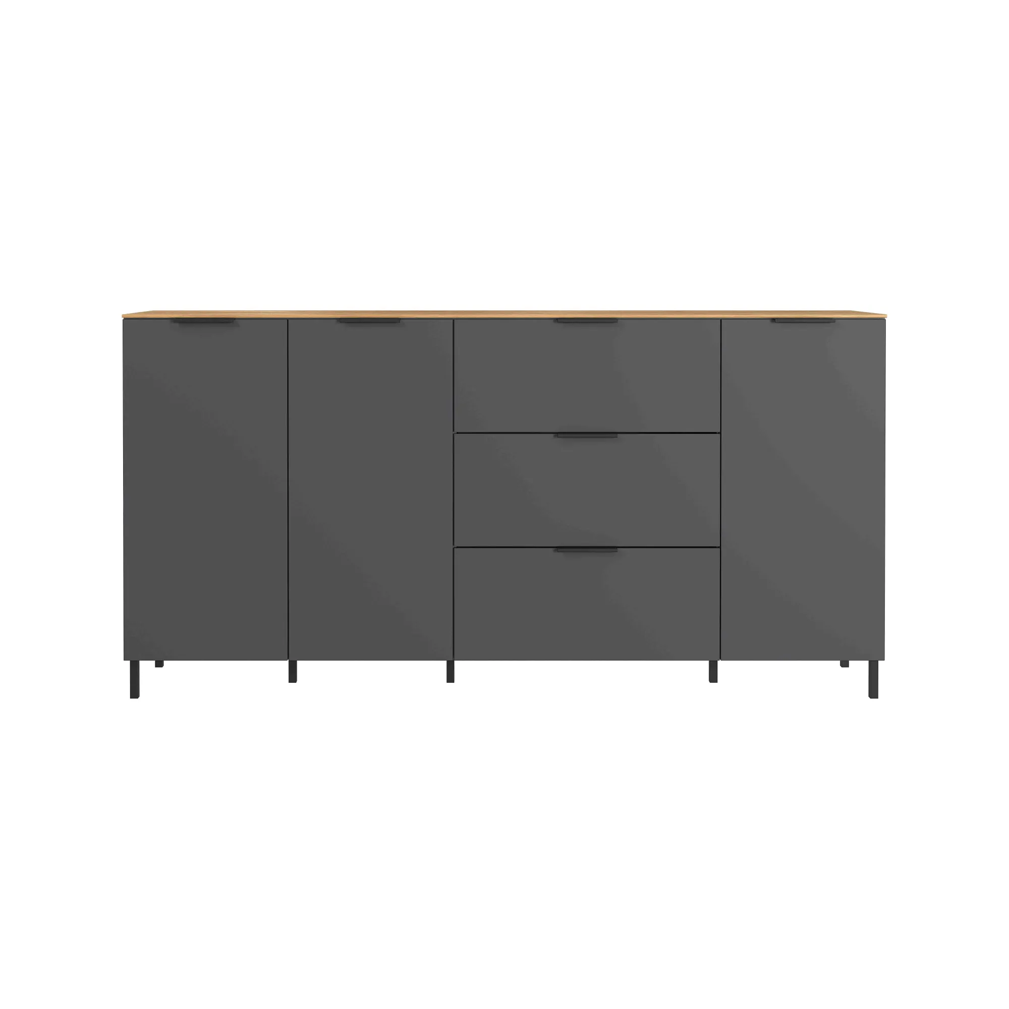 Dressoirs^Huisenthuis Dressoir Amalfi Grafiet-Eiken L