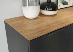 Dressoirs^Huisenthuis Dressoir Amalfi Grafiet-Eiken L