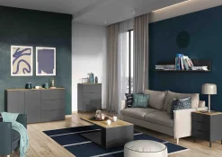 Dressoirs^Huisenthuis Dressoir Amalfi Grafiet-Eiken L