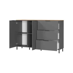 Dressoirs^Huisenthuis Dressoir Amalfi Grafiet-Eiken S