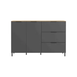 Dressoirs^Huisenthuis Dressoir Amalfi Grafiet-Eiken S