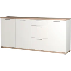 Dressoirs^Huisenthuis Dressoir Bastia Wit 192 CM Eiken, Wit