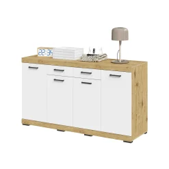 Dressoirs^Huisenthuis Dressoir Hermes 160x50x90 cm Artisan Eiken Wit