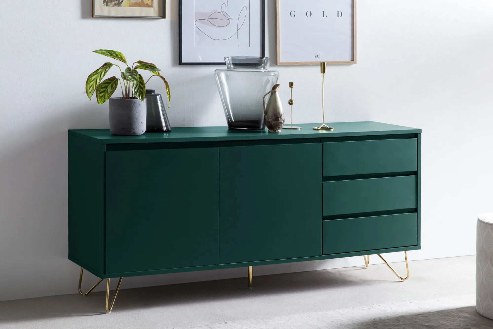 Dressoirs^Huisenthuis Dressoir Lucy 150 cm Groen