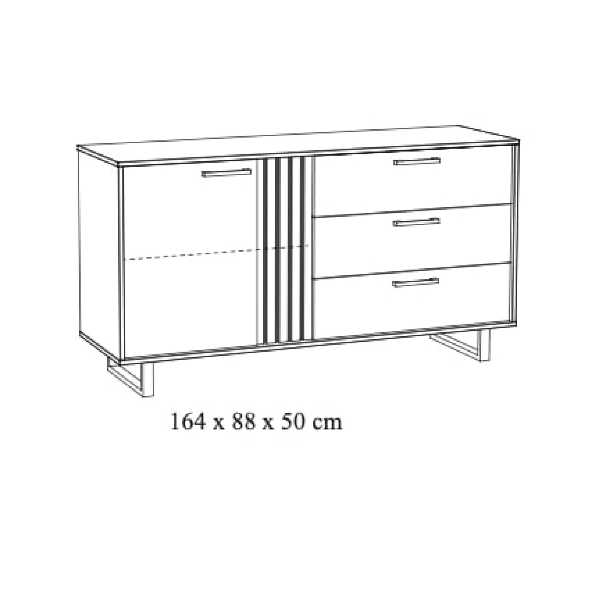 Dressoirs^Huisenthuis Dressoir Myron 164 cm Zwart