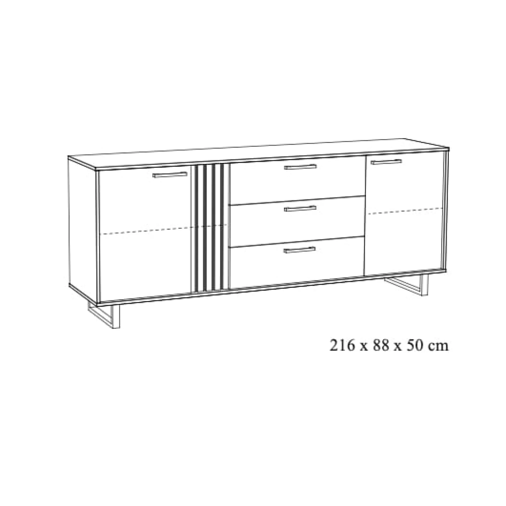 Dressoirs^Huisenthuis Dressoir Myron 216 cm Zwart