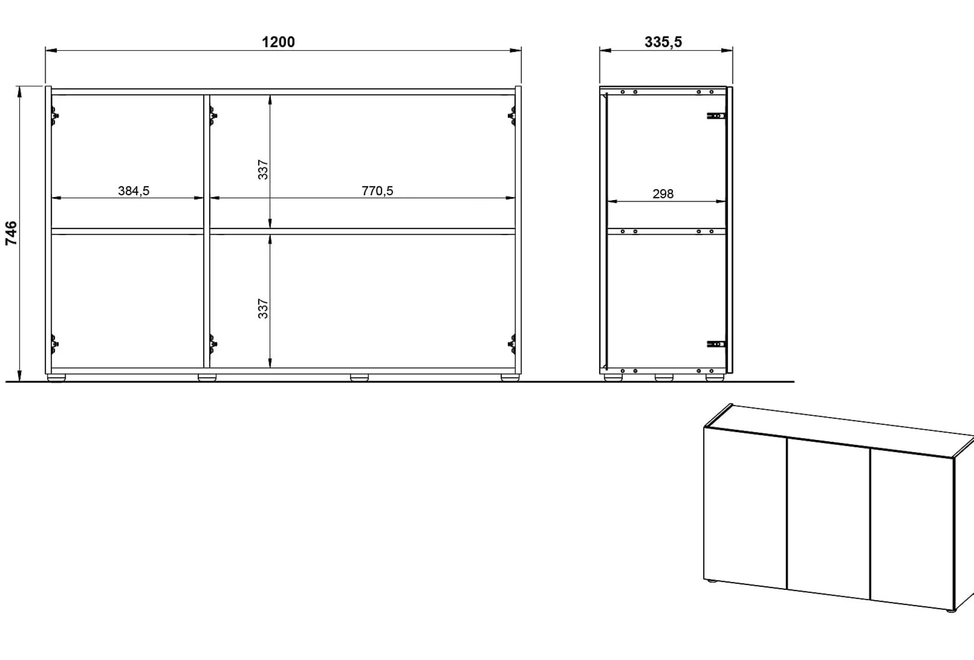 Kantoorkasten|Dressoirs^Huisenthuis Dressoir Orlando 120 cm Grafiet