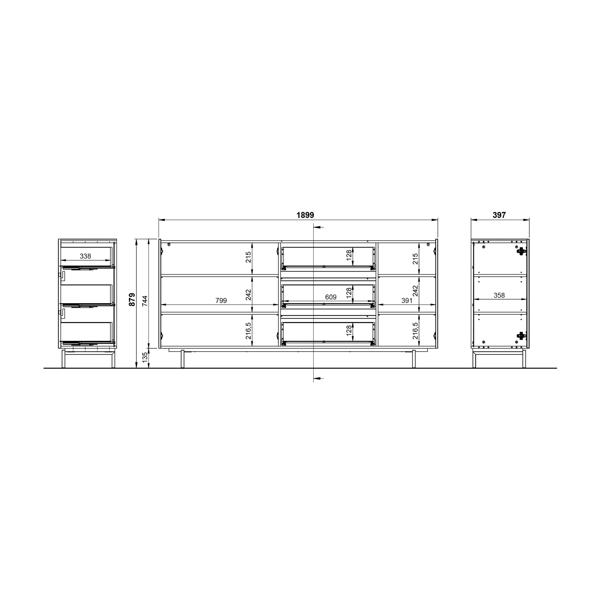 Dressoirs^Huisenthuis Dressoir Paxos Eiken 190 cm