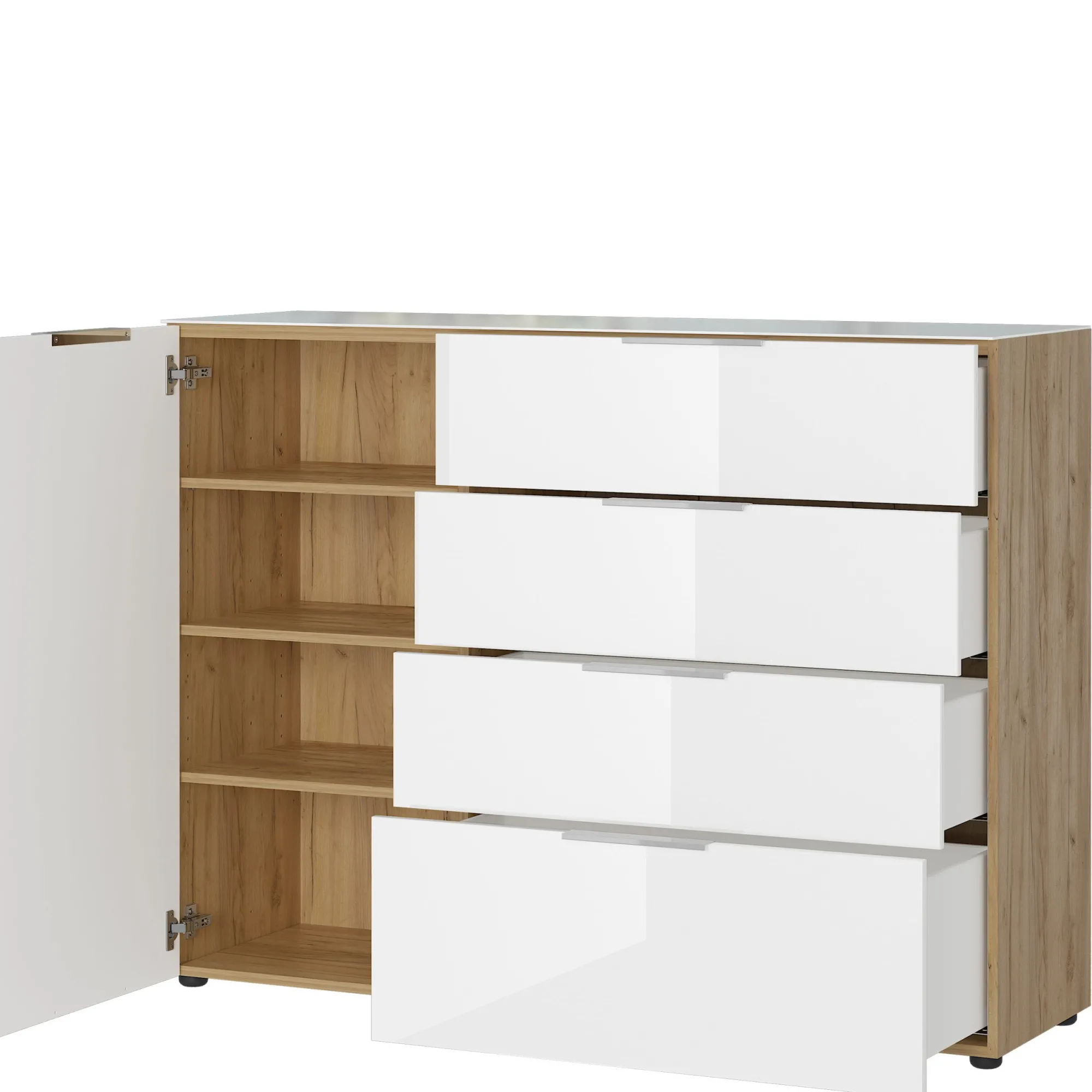 Dressoirs^Huisenthuis Dressoir Sirmione Wit-Eiken Small Eiken, Wit