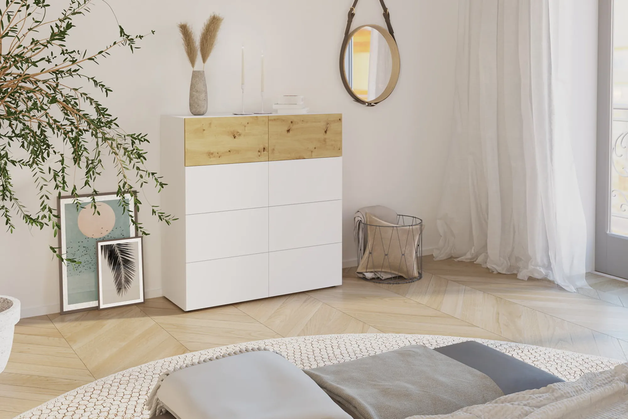 Dressoirs^Huisenthuis Dressoir Zeger Wit Artisan Eiken 109 CM – 2