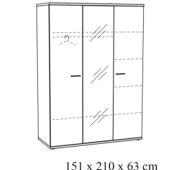 Kledingkasten^Huisenthuis Drie-deurs draaideurskast Andante-W3