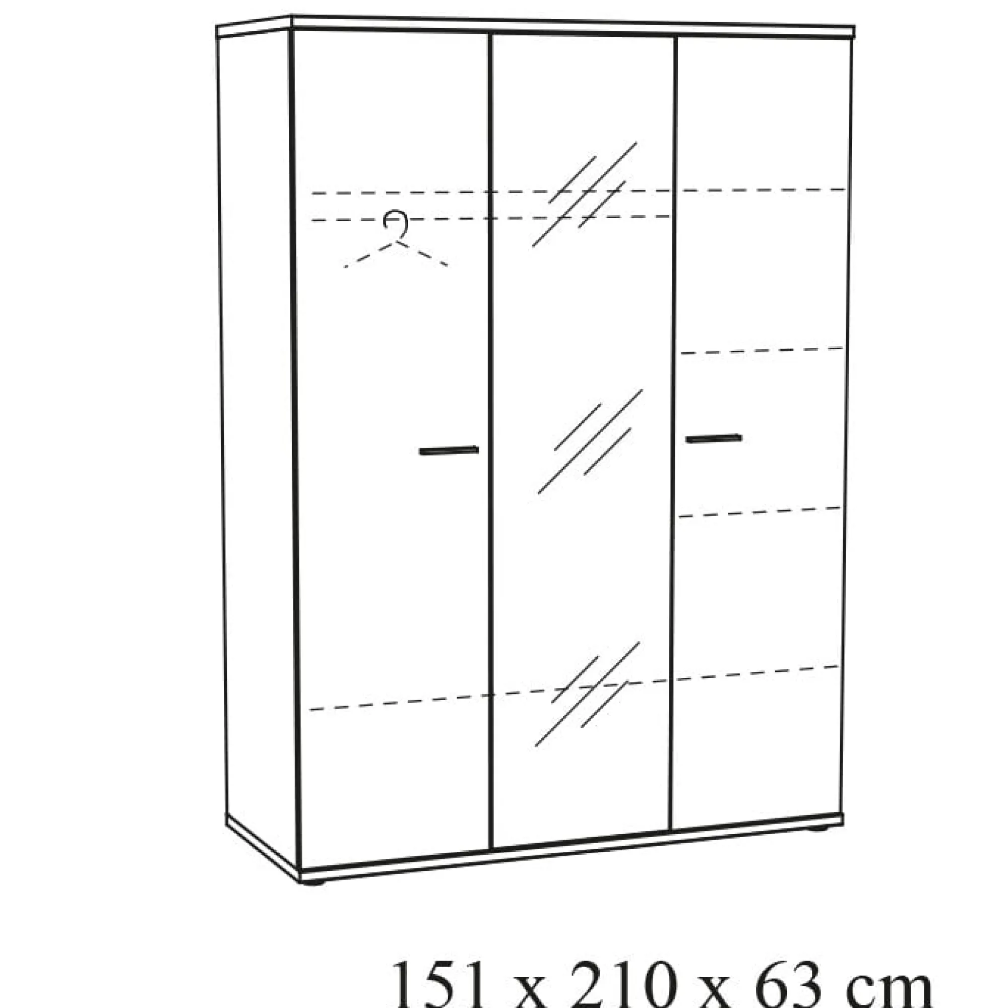 Kledingkasten^Huisenthuis Drie-deurs draaideurskast Andante-W3