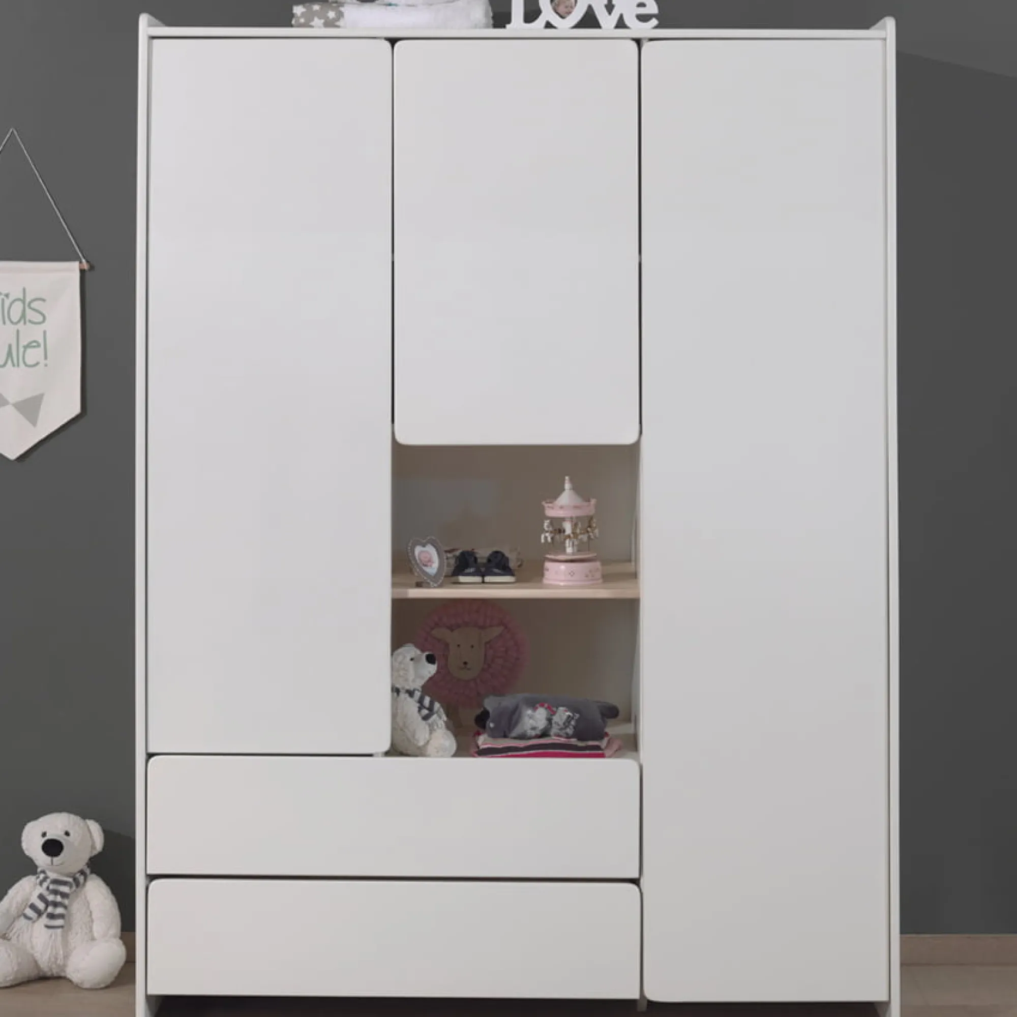 Kinderkamerkasten^Huisenthuis Driedeurskast Jill-W