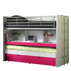 Kinderbedden^Huisenthuis Driepersoons hoogslaper Evi-HF Fuchsia