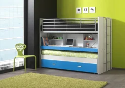 Kinderbedden^Huisenthuis Driepersoons hoogslaper Evi-HB Blauw