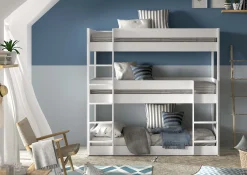 Kinderbedden^Huisenthuis Driepersoons Stapelbed Jonas Wit