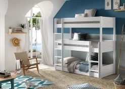 Kinderbedden^Huisenthuis Driepersoons Stapelbed Jonas Wit