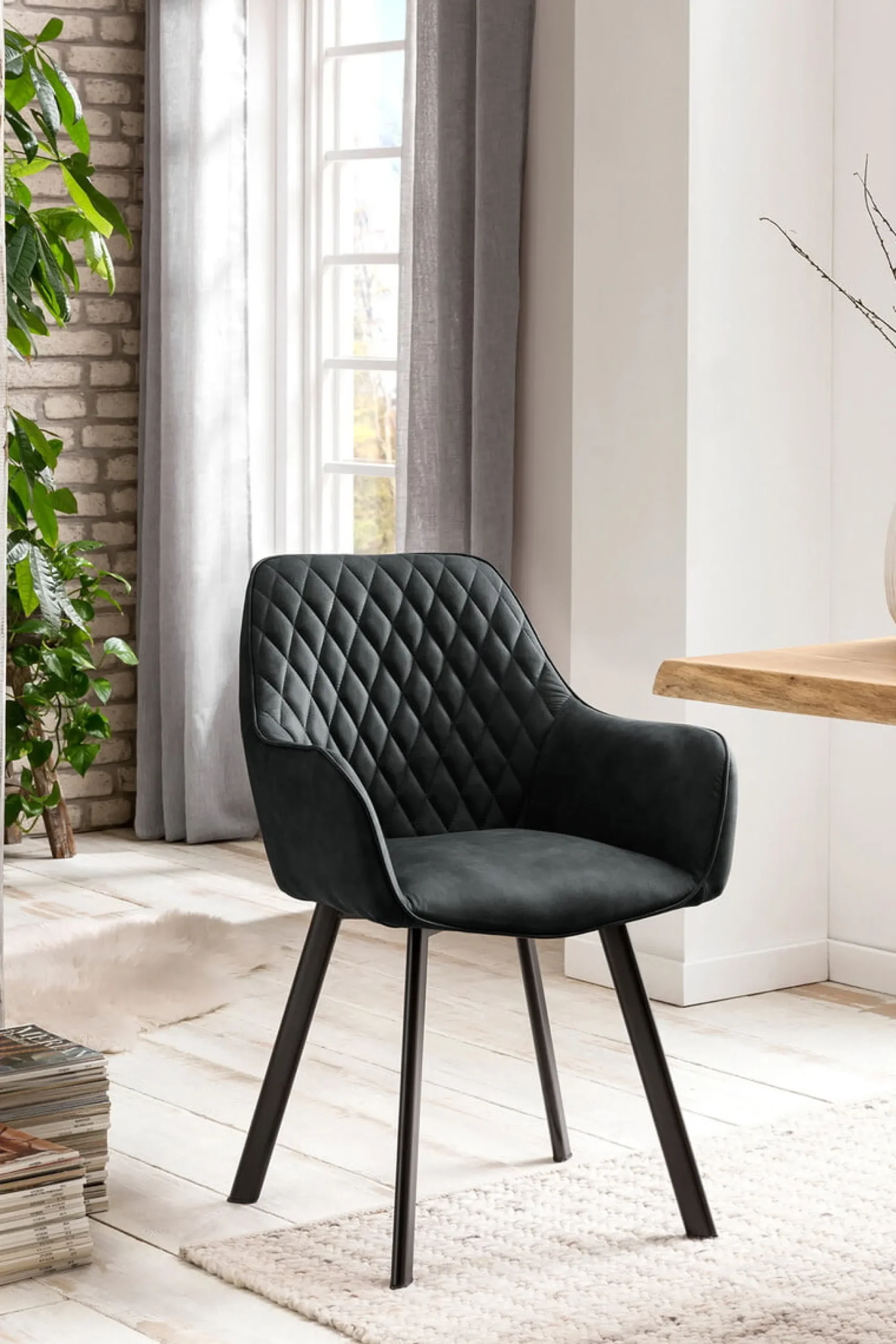 Eetkamerstoelen^Huisenthuis Eetkamerstoel Silves – Set van 2 Antraciet