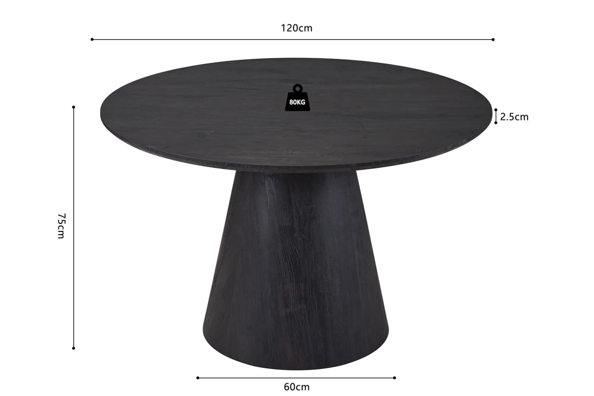 Eetkamertafels^Huisenthuis Eetkamertafel Bernou Donkerbruin Rond 120 cm