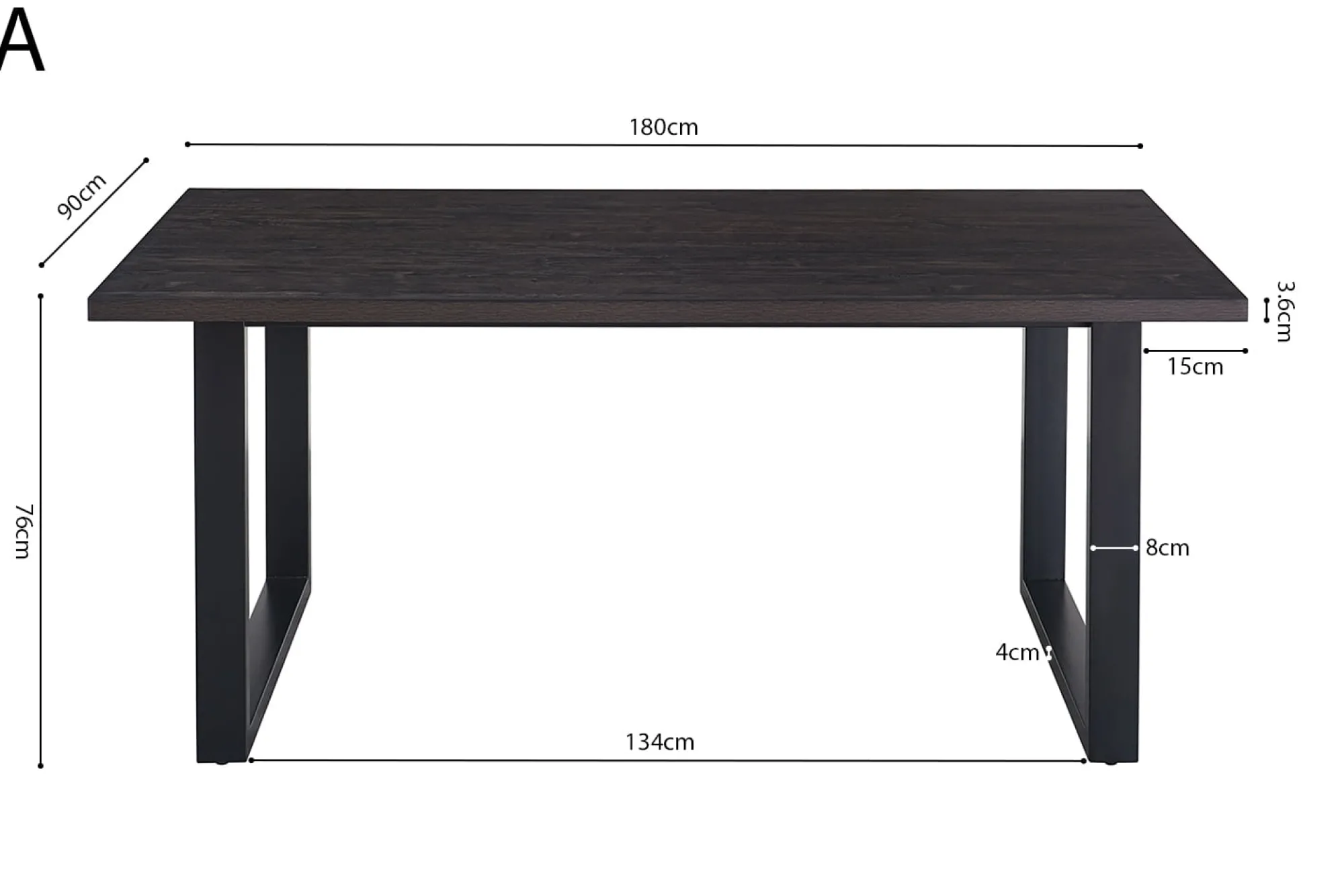 Eetkamertafels^Huisenthuis Eetkamertafel Eugene Donkerbruin 180cm
