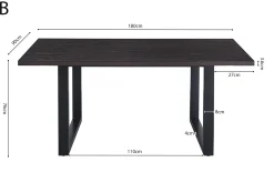 Eetkamertafels^Huisenthuis Eetkamertafel Eugene Donkerbruin 180cm