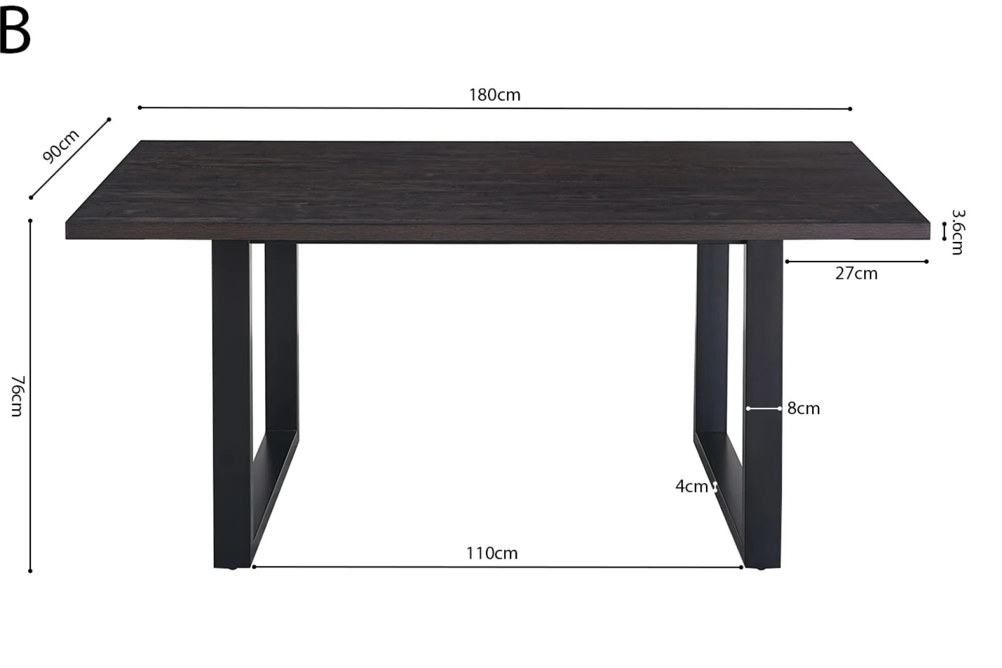Eetkamertafels^Huisenthuis Eetkamertafel Eugene Donkerbruin 180cm