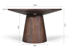 Eetkamertafels^Huisenthuis Eetkamertafel Florance Rond 130 cm Bruin