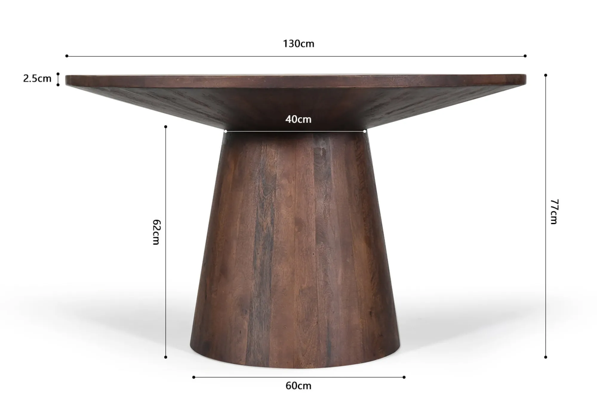 Eetkamertafels^Huisenthuis Eetkamertafel Florance Rond 130 cm Bruin