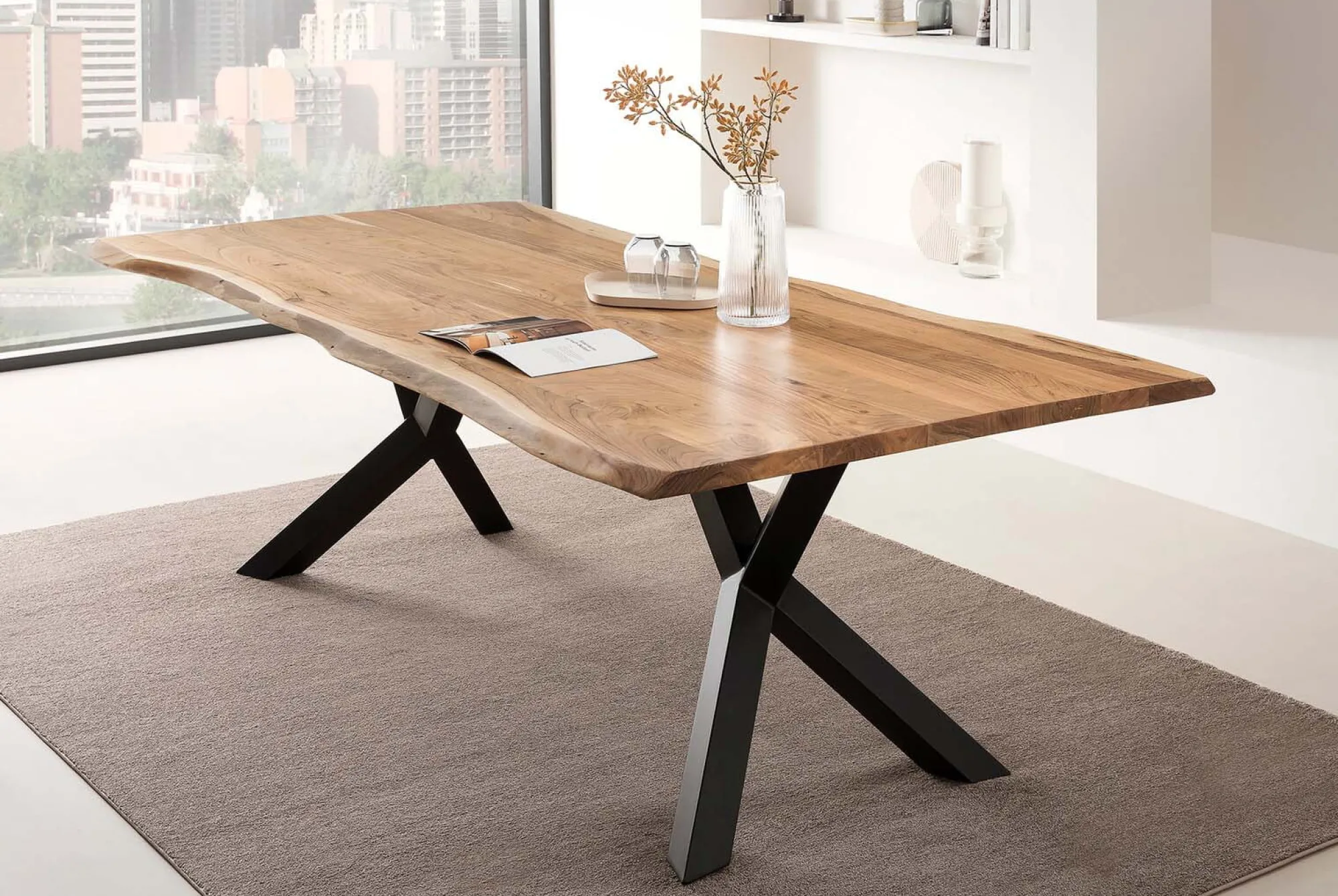 Eetkamertafels^Huisenthuis Eetkamertafel Guido 220cm Acacia
