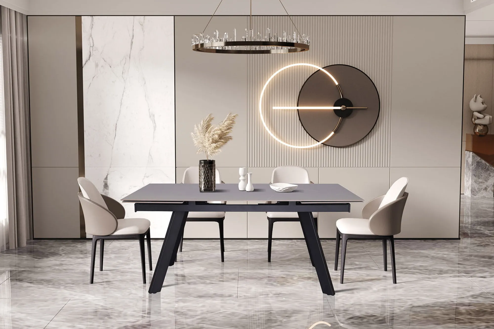 Eetkamertafels^Huisenthuis Eetkamertafel Jef Grijs 160-240 cm