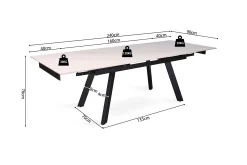 Eetkamertafels^Huisenthuis Eetkamertafel Jef Wit 160-240 cm