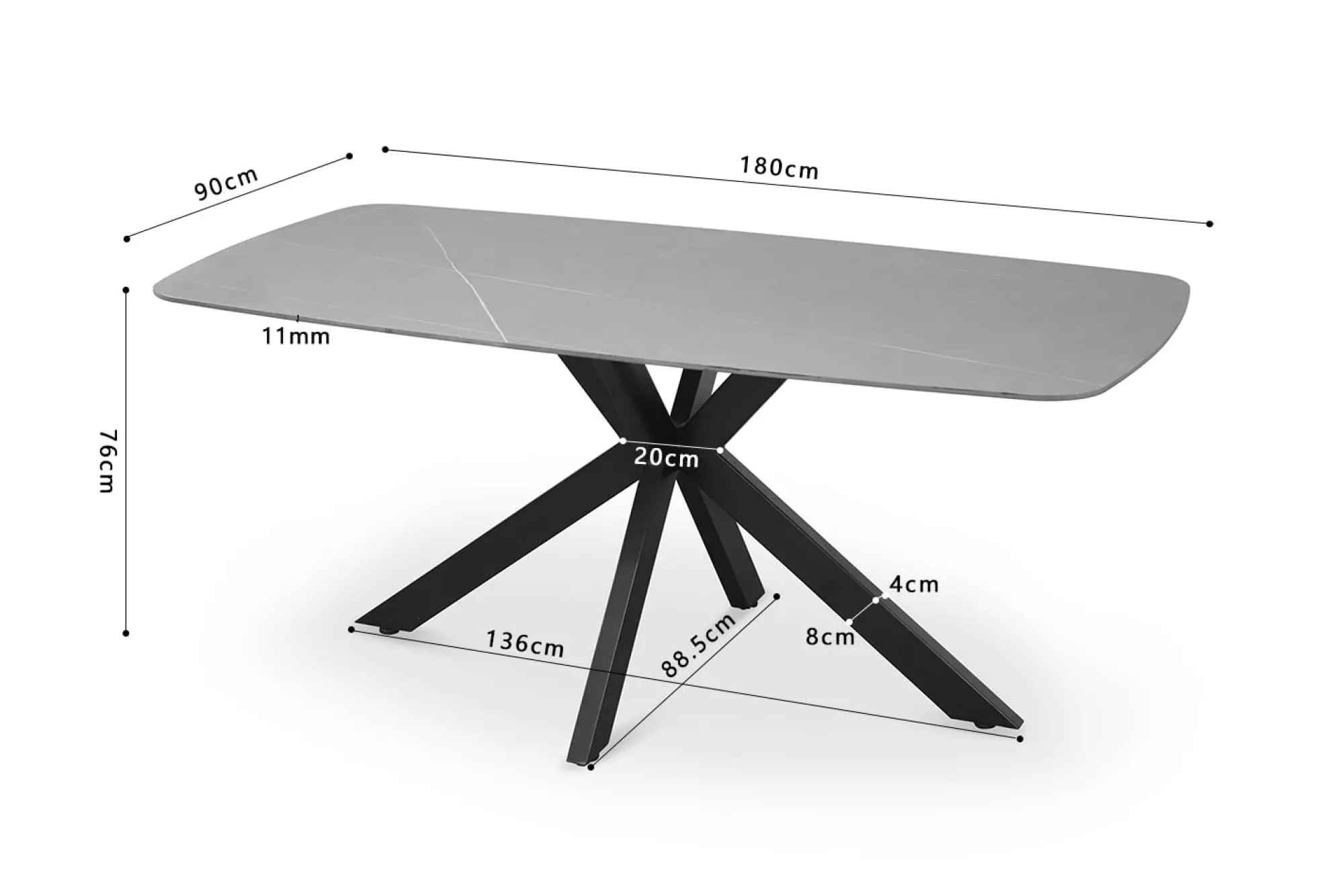 Eetkamertafels^Huisenthuis Eetkamertafel Jody 180 cm Grijs