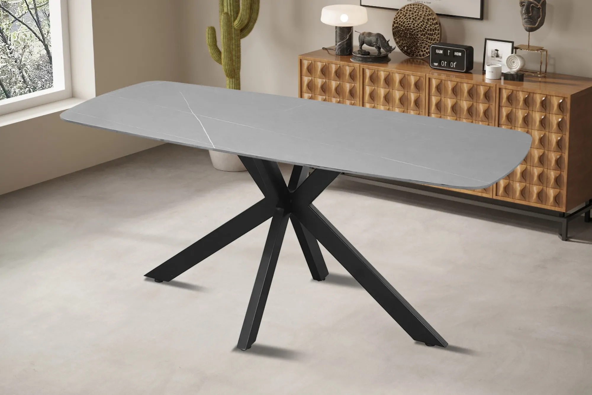 Eetkamertafels^Huisenthuis Eetkamertafel Jody 180 cm Grijs