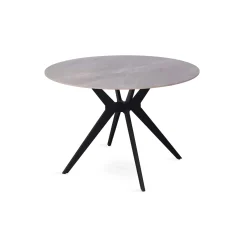 Eetkamertafels^Huisenthuis Eetkamertafel Jody Grijs Glans Rond 110 cm