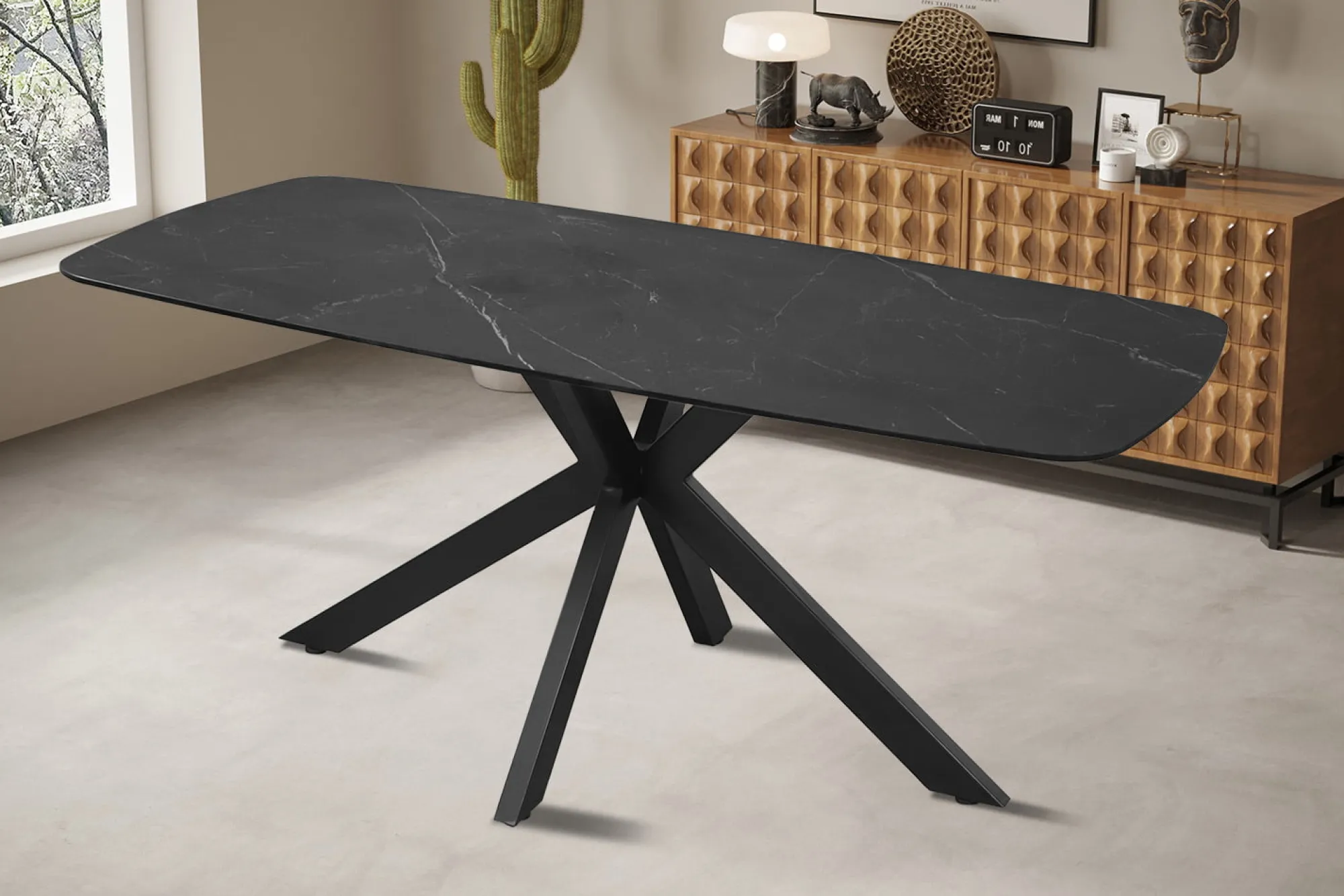 Eetkamertafels^Huisenthuis Eetkamertafel Jody 180 cm Zwart