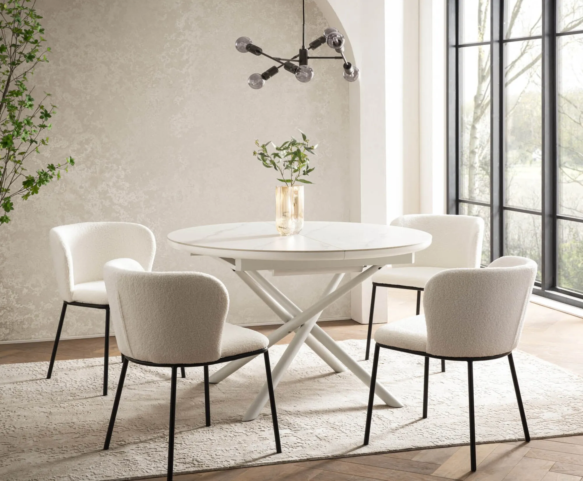 Eetkamertafels^Huisenthuis Eetkamertafel Koya 120 cm Wit