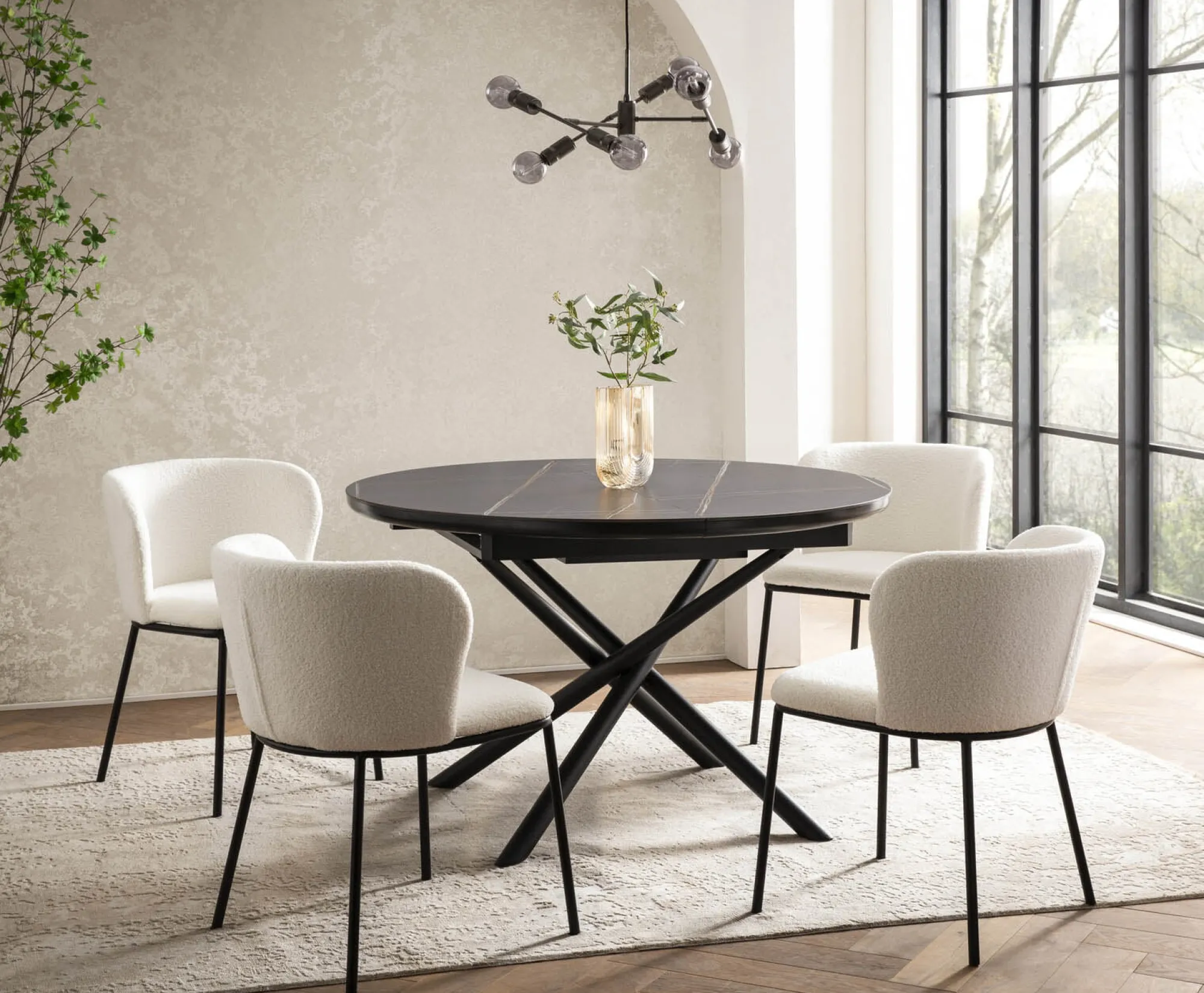 Eetkamertafels^Huisenthuis Eetkamertafel Koya 120 cm Zwart
